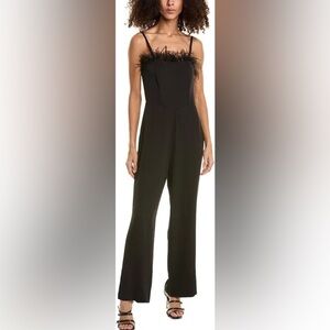 NWT Nicole Miller Women’s Black Jumpsuit with Feather Accents Size 8